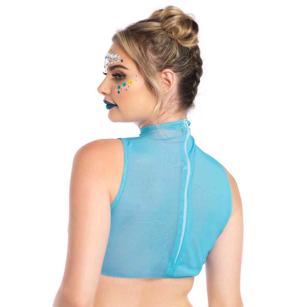 Leg Avenue - Daisy Mesh Crop top - Blue